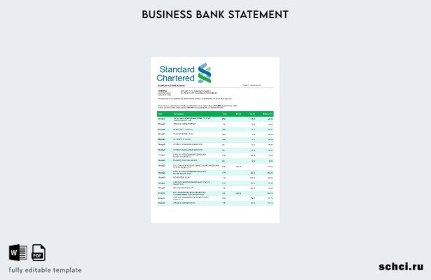 цифровая загрузка выписки со счета банковской компании Standard Chartered, шабло